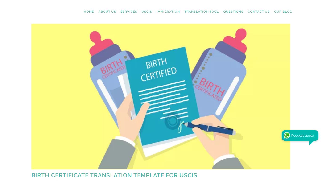 birth certificate translation template for USCIS - Certified Translation